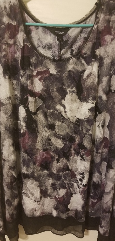 Flowy black purple and white top